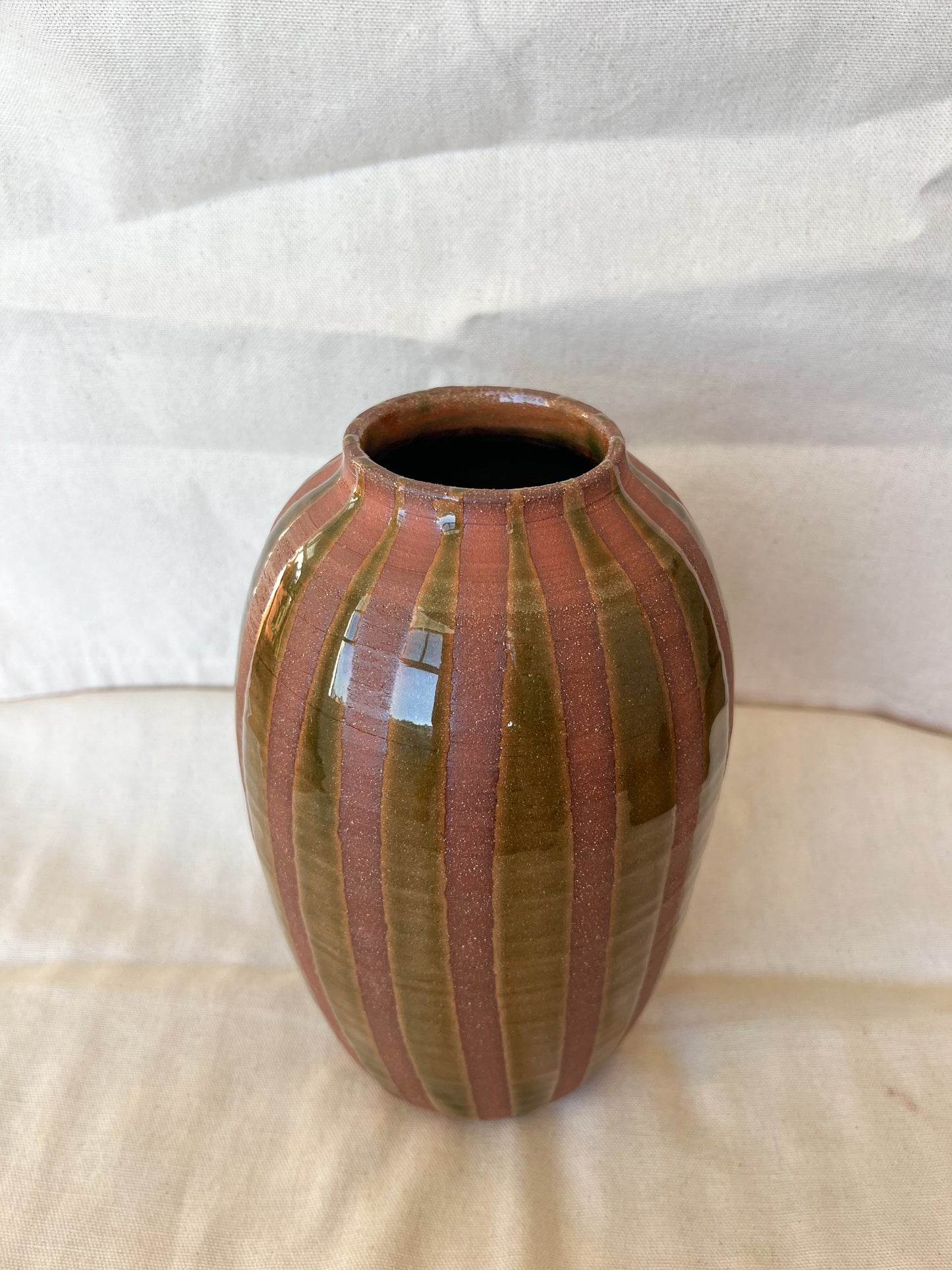 Striped Olive Vase