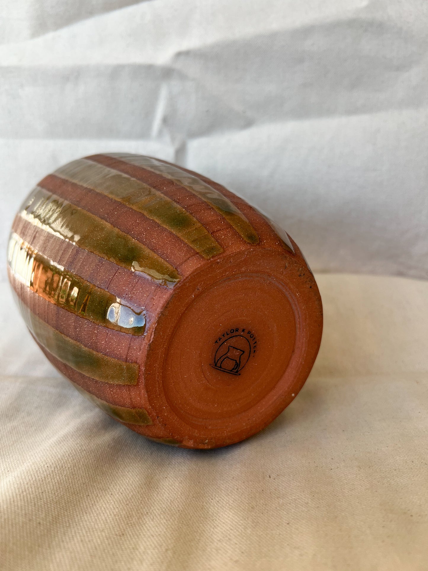 Striped Olive Vase