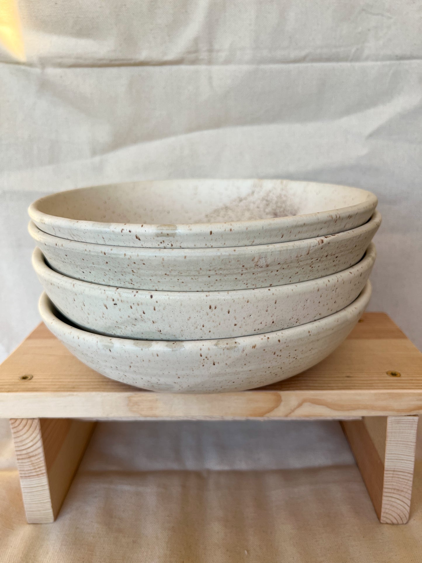 Speckled White Matte Pasta Bowl (Set of 2)