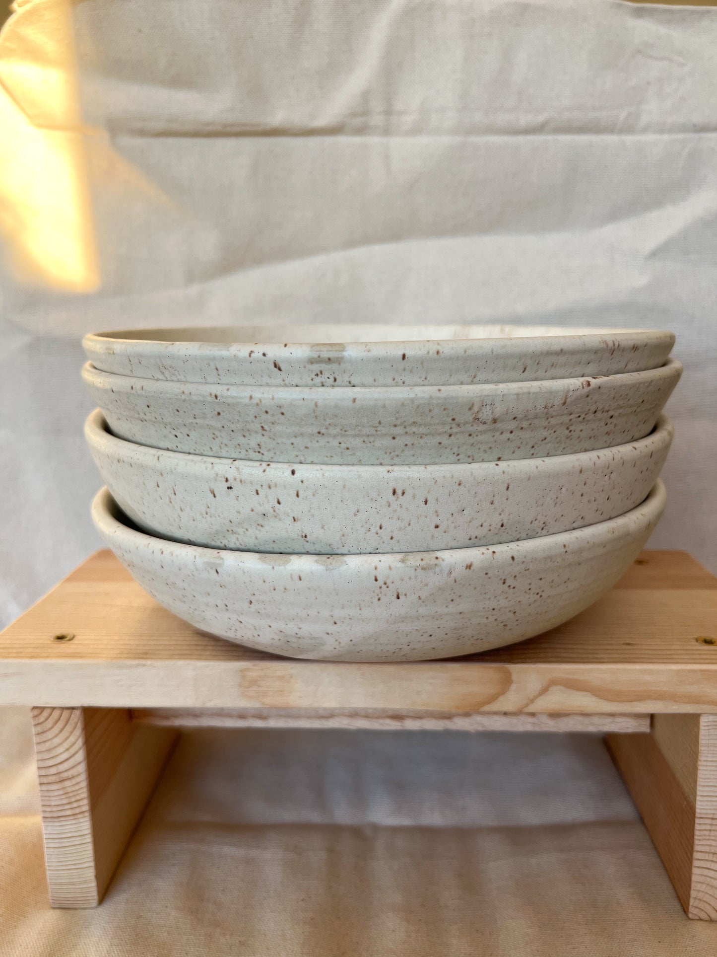 Speckled White Matte Pasta Bowl (Set of 2)