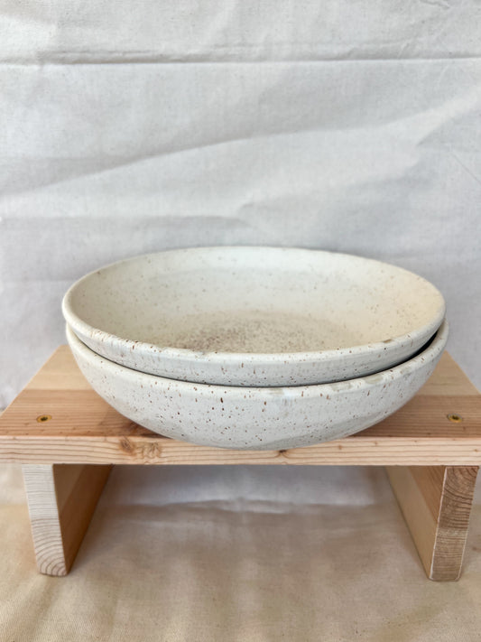 Speckled White Matte Pasta Bowl (Set of 2)