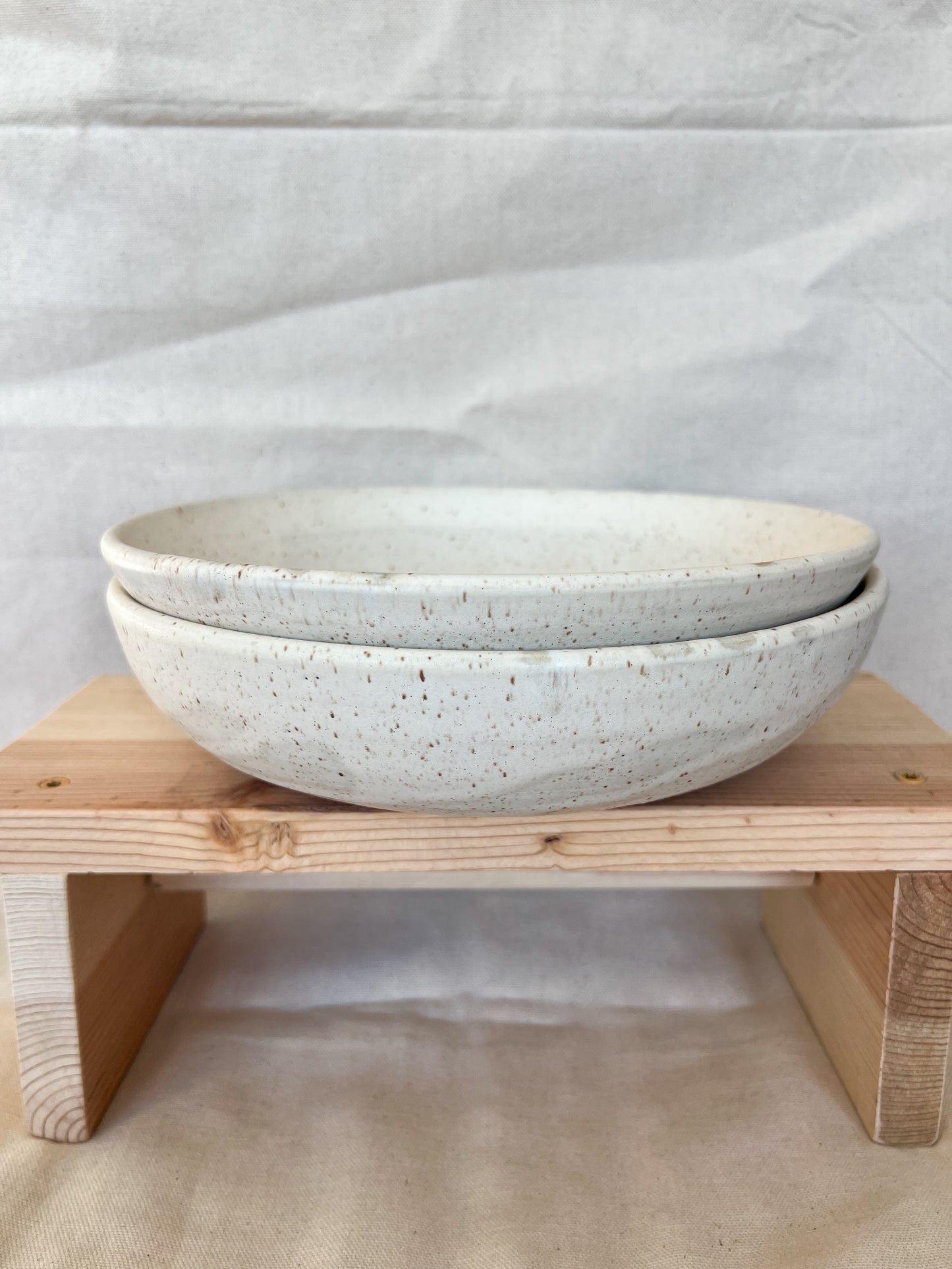 Speckled White Matte Pasta Bowl (Set of 2)