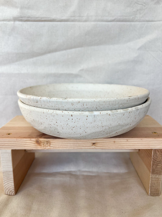 Speckled White Matte Pasta Bowl (Set of 2)